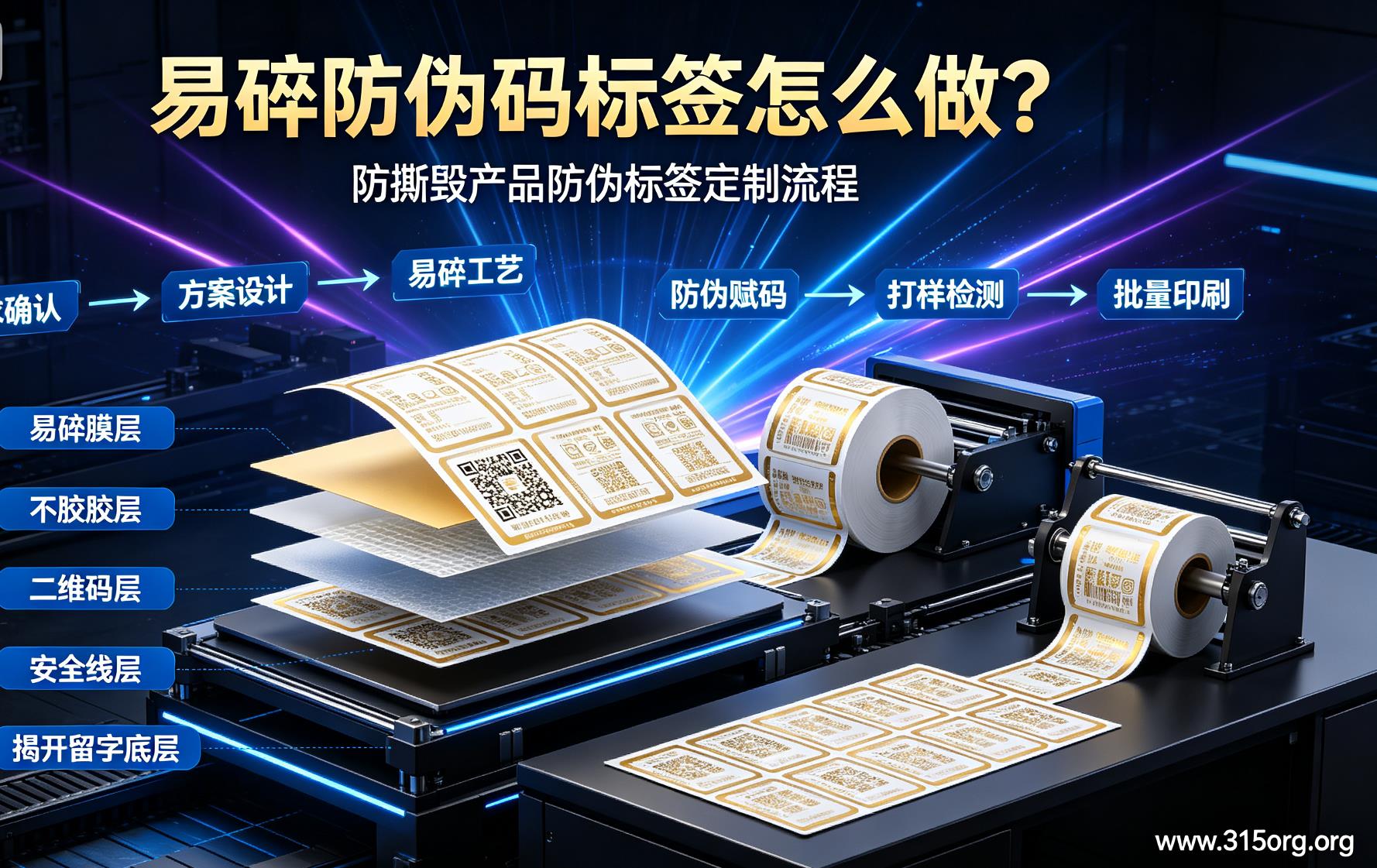 易碎防伪码标签怎么做？防撕毁产品防伪标签定制流程