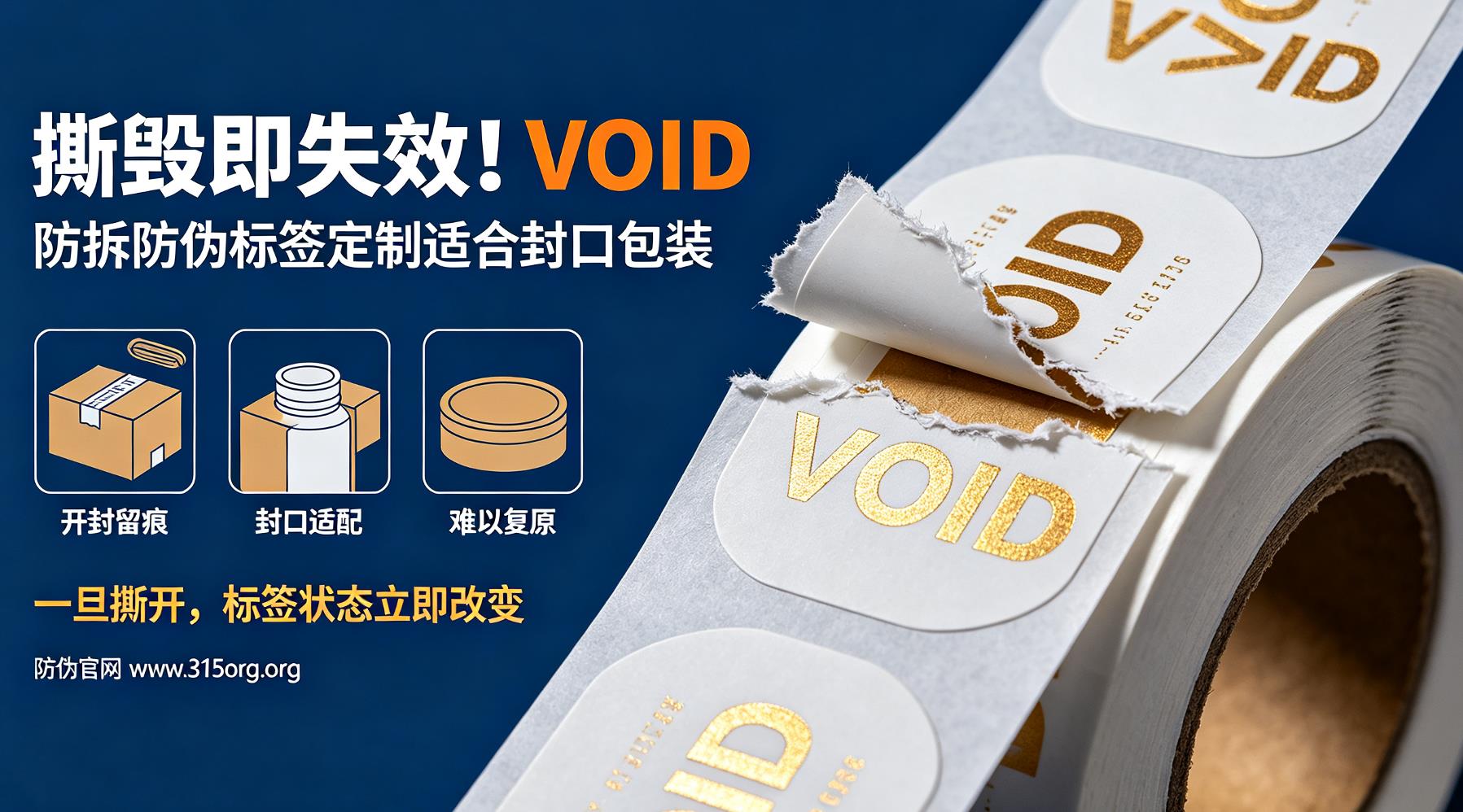撕毁即失效！VOID 防拆防伪标签定制适合封口包装