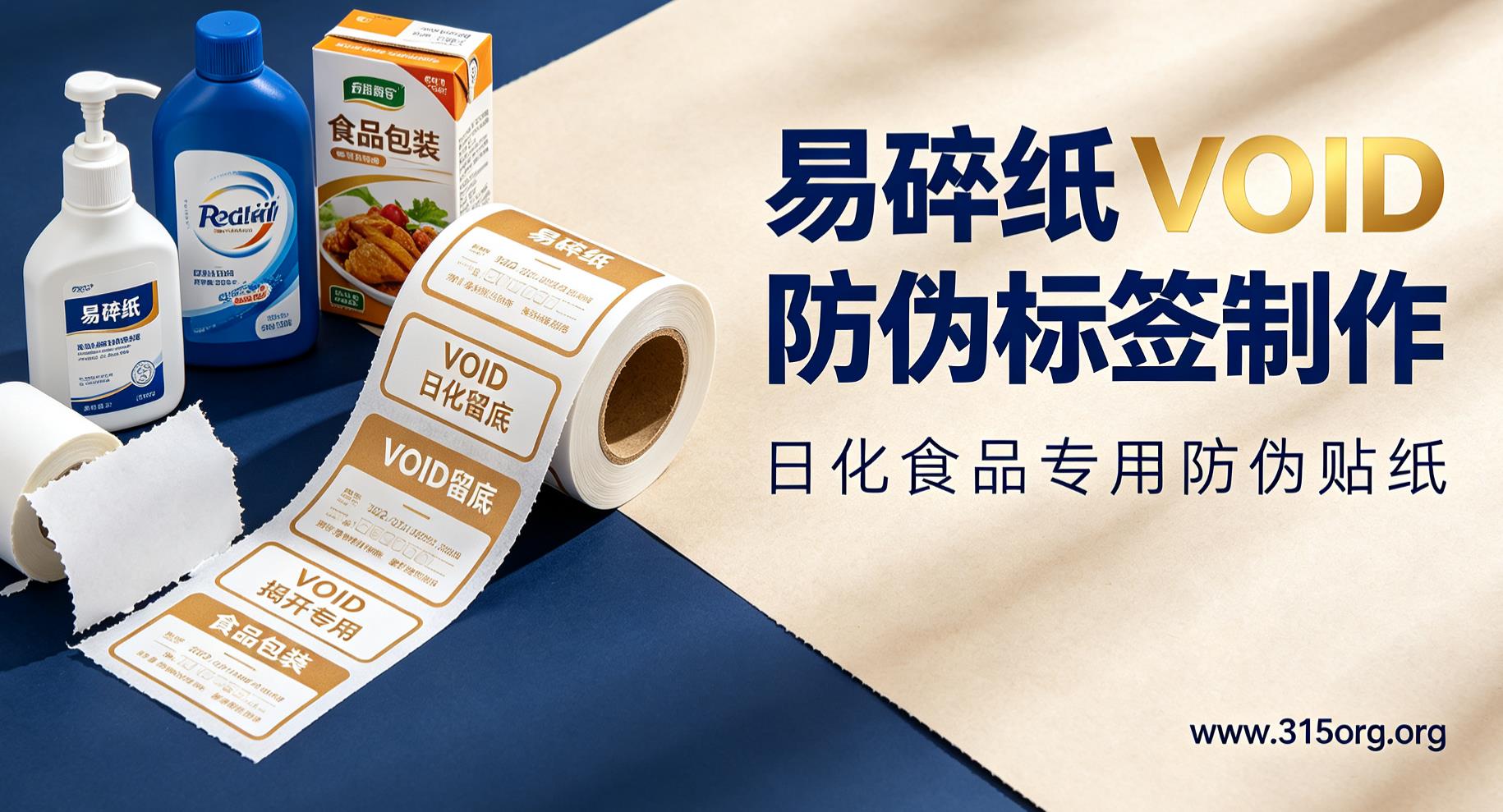 易碎纸 VOID 防伪标签制作，日化食品、防伪贴纸定制