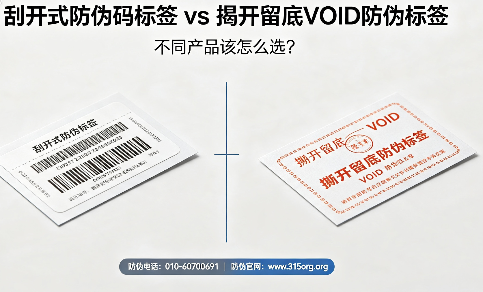 刮开式防伪码标签 vs 揭开留底 VOID 防伪标签，不同产品该怎么选？