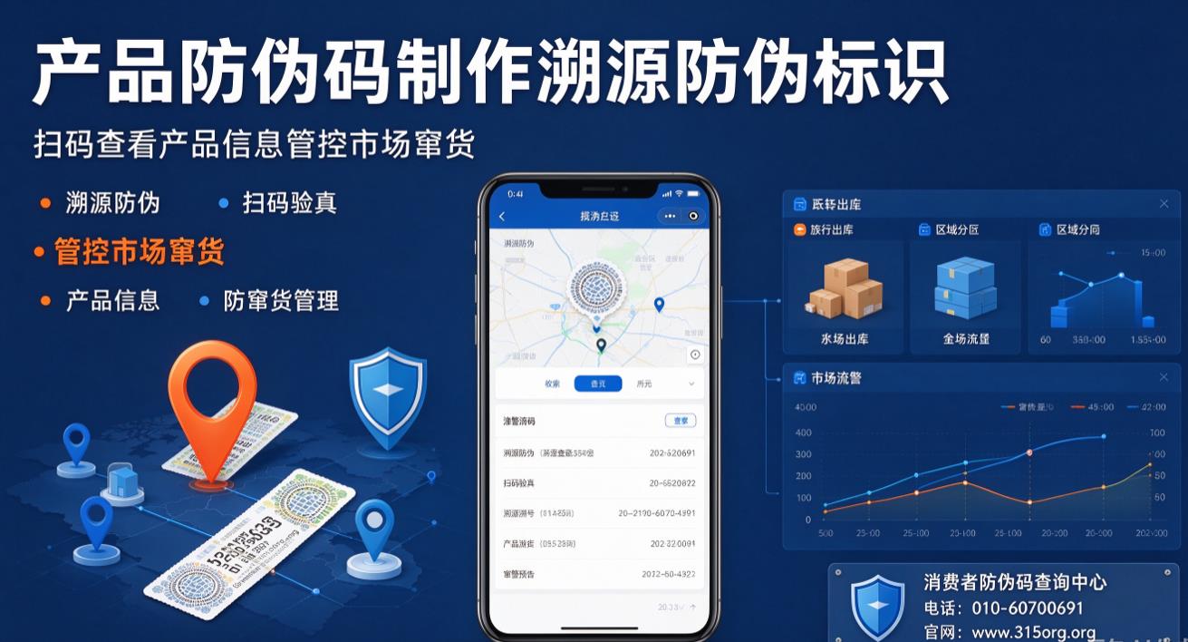 产品防伪码制作溯源防伪标识，扫码查看产品信息管控市场窜货