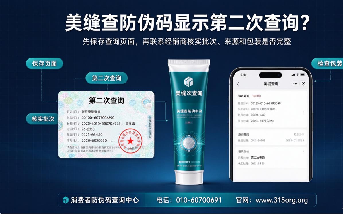 美缝查防伪码显示第二次查询？