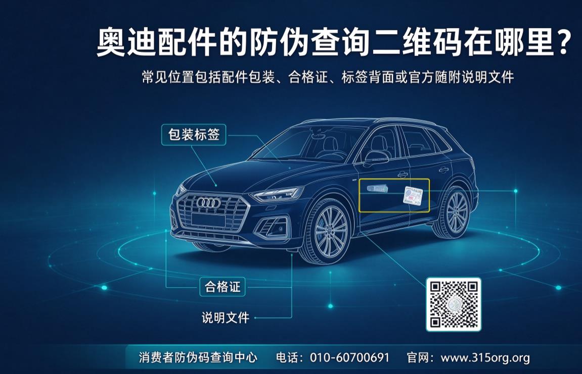 奥迪配件的防伪查询二维码在哪里？
