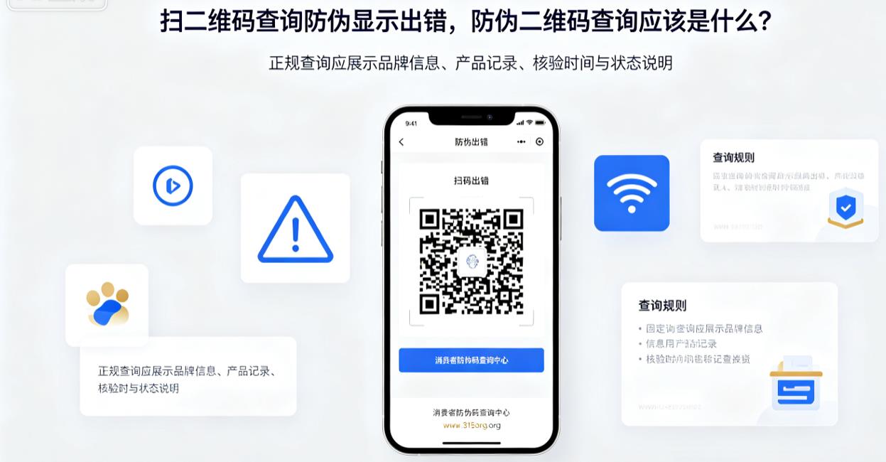 扫二维码查询防伪显示出错，防伪二维码查询应该是什么？