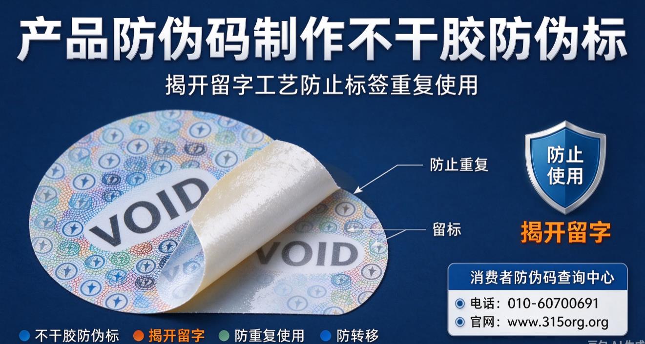 产品防伪码制作不干胶防伪标，揭开留字工艺防止标签重复使用