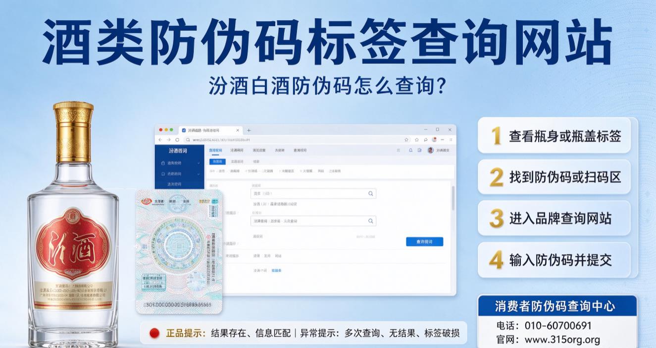 酒类防伪码标签查询网站，汾酒白酒防伪码怎么查询？