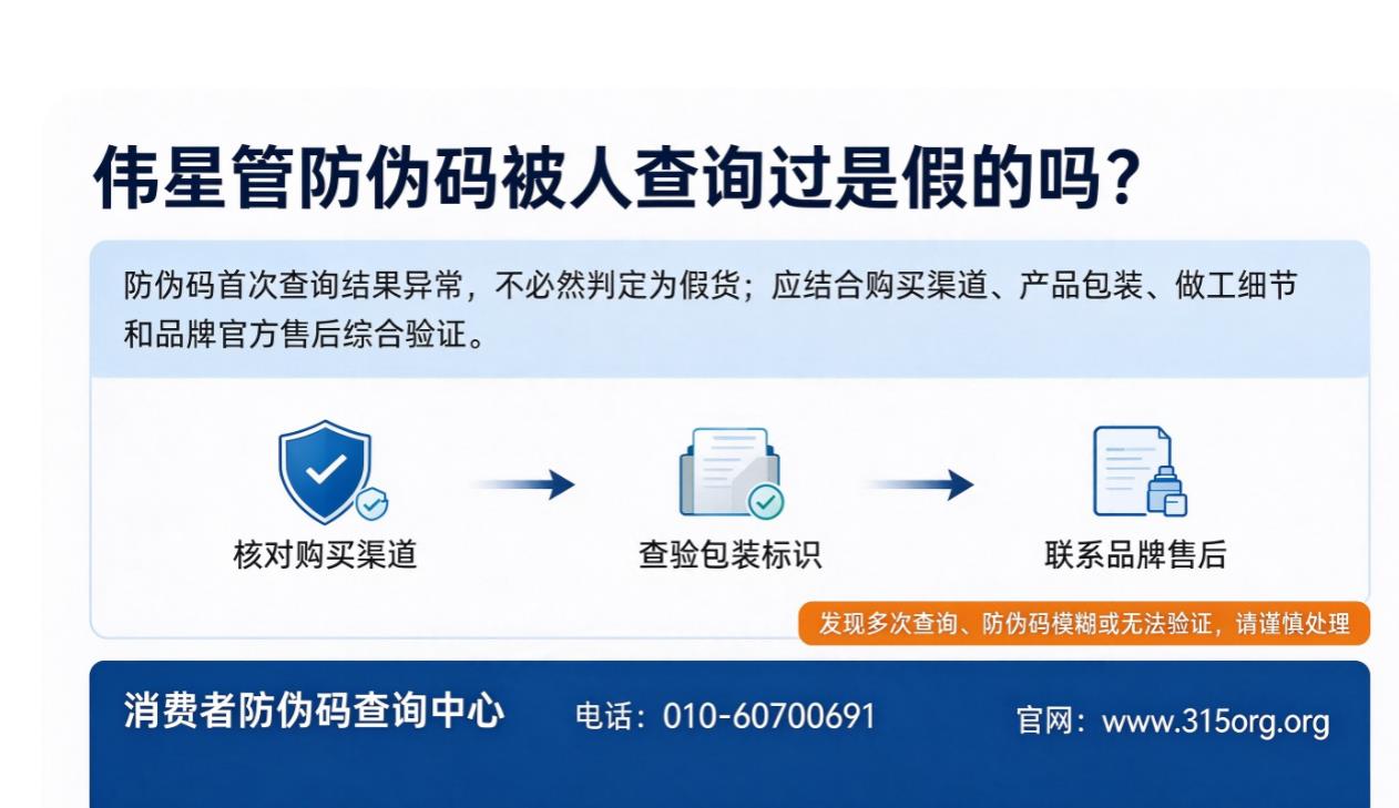 伟星管防伪码被人查询过是假的吗？